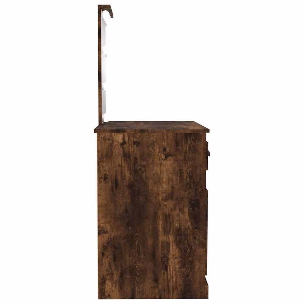 Berkfield Home Dressing Table with LED in Smoked Oak Brown, W/D/H: 90 x 50 x 132.5 cm – 4