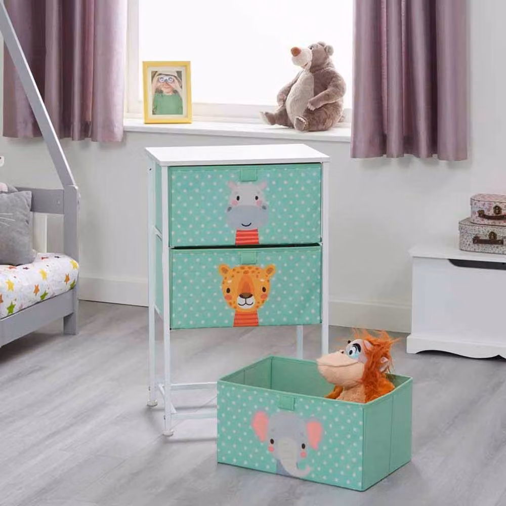 Liberty House Toys Jungle 3 Drawer Storage Chest for Children, Green and Multicolour Animal Print Wood Design, W/D/H: 73 x 30 x 45 cm – 2
