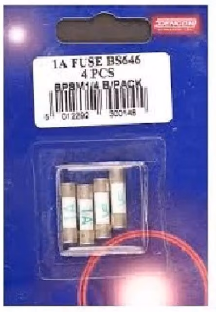 Dencon 1 Amp Fuse to BS646, Pack of 4, Transparent Plastic