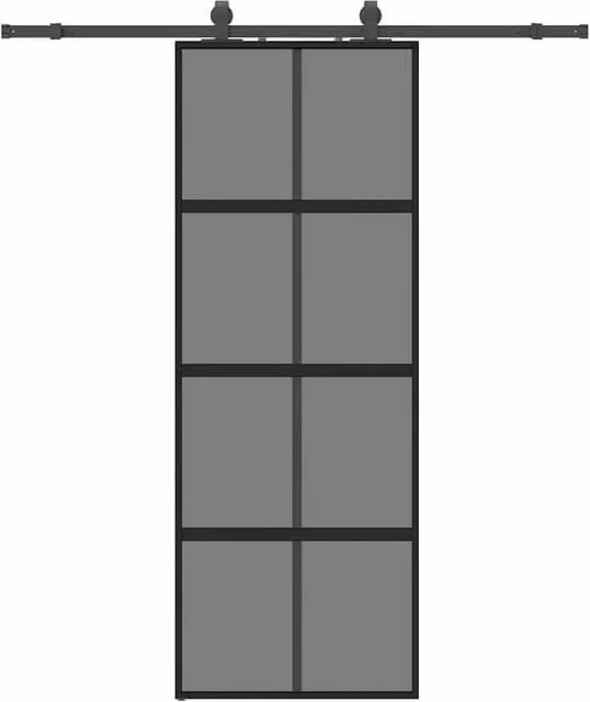 Berkfield Home Modern Black Sliding Glass Door with Hardware Set, W: 76 cm, H: 205 cm – 1
