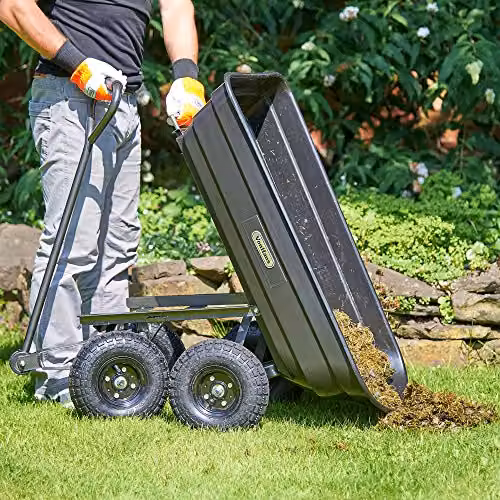 VonHaus Garden Dump Cart Black with 75L Capacity and 250kg Max Weight Load – 3