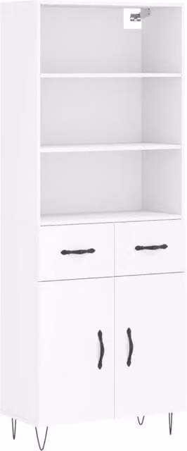 Berkfield Home Modern White Matt Highboard with Hinged Doors and Internal Shelves, W/D/H: 69.5 x 34 x 180 cm