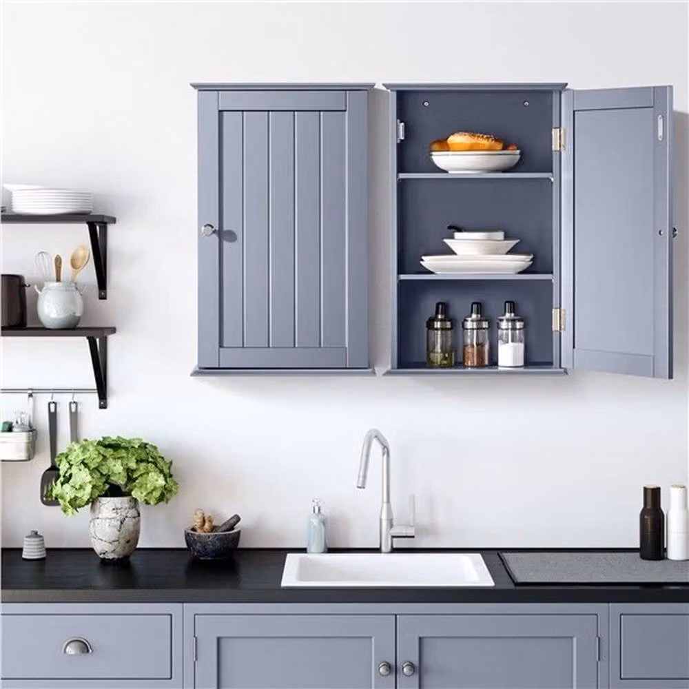 Kelvenix Grey Matt Wall Mounted Bathroom and Kitchen Storage Cabinet with Single Hinged Door and Internal Shelves – 2