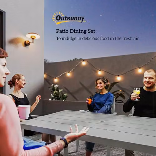 Outsunny 7 Piece Modern Garden Furniture Set with Rectangular Table and Chairs, Grey – 3