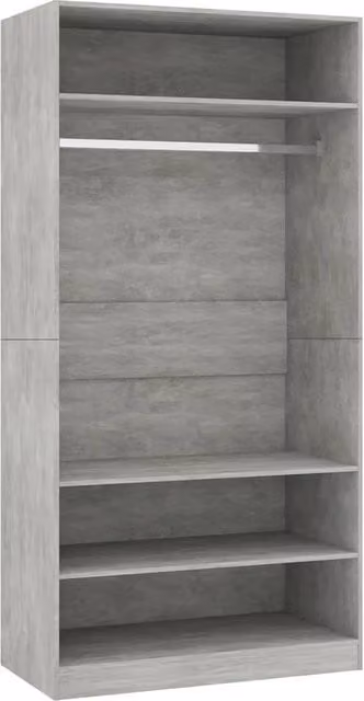 Berkfield Home Modern Concrete Grey Wardrobe with Hanging Rod and Internal Shelves, W/D/H: 100 x 50 x 200 cm