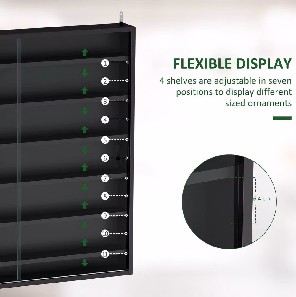 STILVORA Modern Wall Mounted Cabinet with Black Matt MDF and Glass Sliding Doors – 5