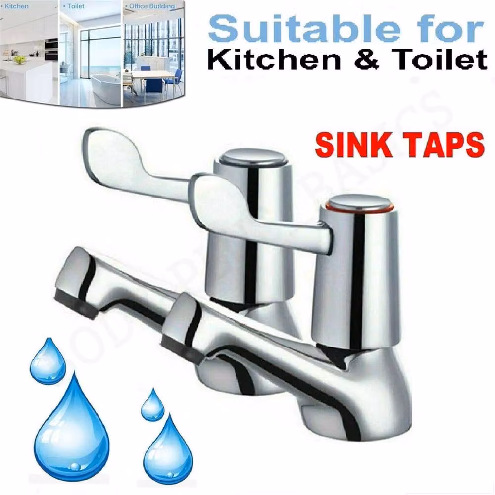 Nordara Two-Handle Ceramic Lever Basin Sink Taps in Silver Chrome – 2