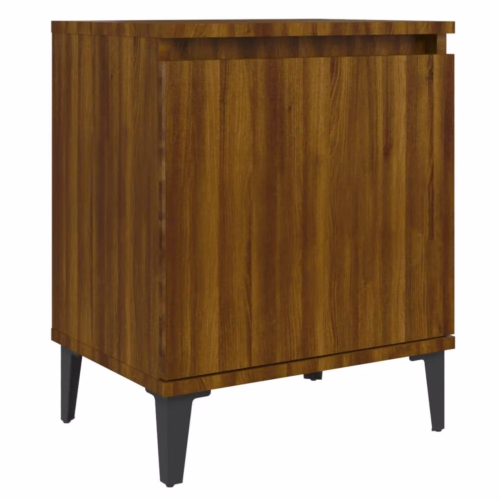 Berkfield Home Sturdy Bed Cabinet in Brown Oak with Metal Legs, W: 40 cm, D: 30 cm, H: 50 cm – 2
