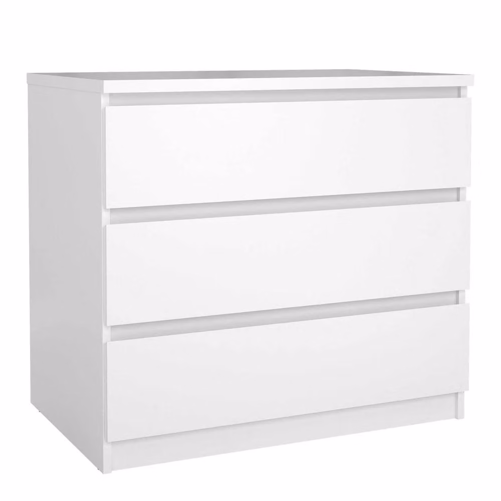 Wyld Haus Budapest White 3 Drawer Chest in Glossy Laminated Wood, W/D/H: 77 x 50 x 70.1 cm – 3