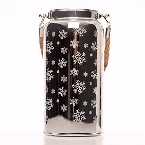 Shatchi Silver Christmas Snowflake Decorated Tabletop Snow Globe Jar, Height: 20 cm – 2