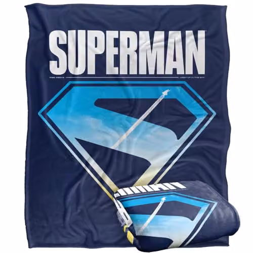 Warner Bros. Superman 2025 New Logo Flight Super Soft Fleece Throw Blanket, Multicolour, W: 152 cm, D: 127 cm – 1