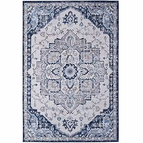 The Rugs Vintage Oriental Area Rug in Blue and Beige, W: 170 cm, D: 120 cm – 2
