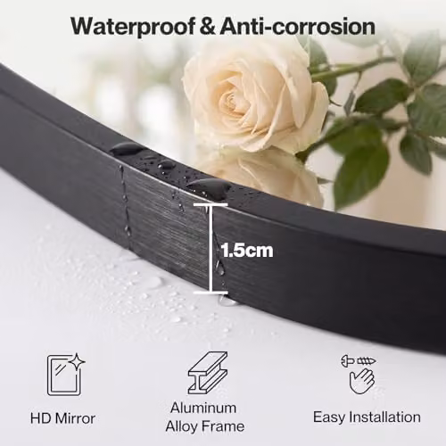 Yezi Arched Wall Mirror with Black Metal Frame, W: 30 cm, H: 40 cm – 3