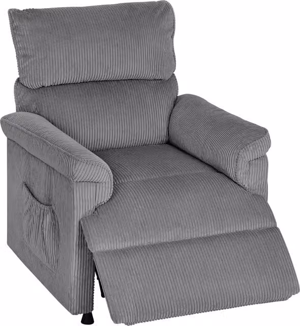 HOMCOM Grey Corduroy Electric Massage Recliner with Armrests – 1