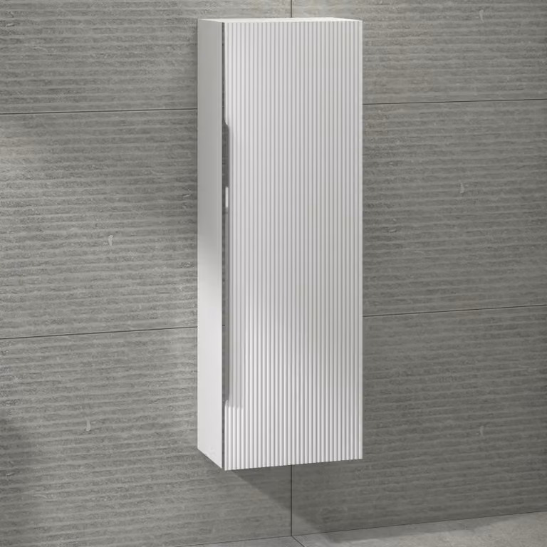 Royal Bathrooms Evora Matt White Single Door Wall Hung Tall Unit, H 120 cm x W 40 cm x D 40 cm