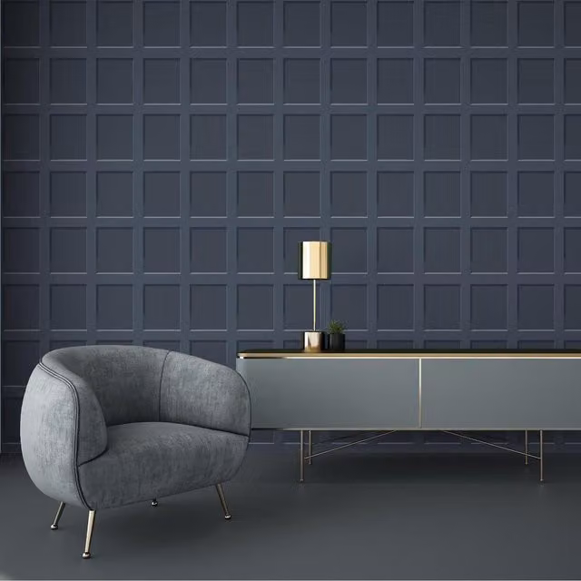 Debona Heritage Wood 3D Effect Rustic Wooden Panel Wallpaper in Blue and Grey