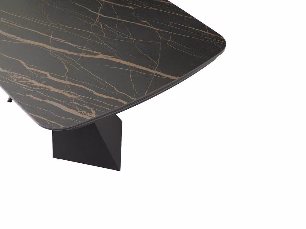 Vente-unique Extendable Modern Dining Table in Black with Ceramic and Tempered Glass Top, Seats 6, W/D/H: 100 x 90 x 76 cm – 3