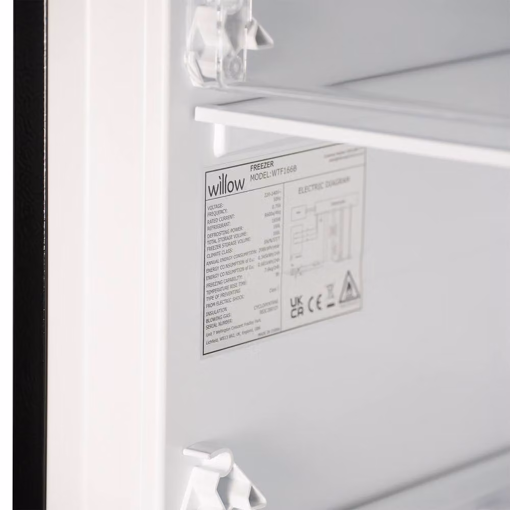 Willow 166L Total No Frost Freestanding Upright Freezer, Black – 5