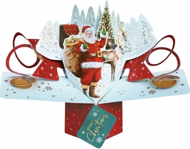 KDMD Father Christmas and Sleigh Multicolour Pop Up Card