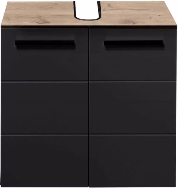 Cheshire Premium Summit Black Matt Under Sink Bathroom Cabinet with Internal Shelves and Hinged Doors