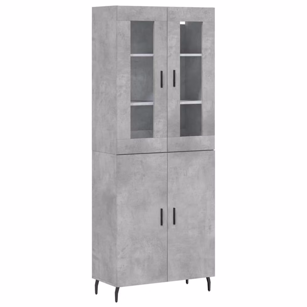Berkfield Home Industrial Highboard in Concrete Grey with Glass Doors, W/D/H: 69.5 x 34 x 180 cm – 3