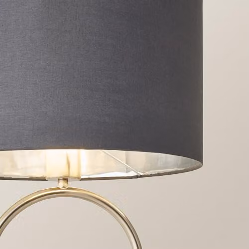 ValueLights Antonia Oval Table Lamp with Charcoal Fabric Drum Shade and Chrome Base, Bulb Included – 3