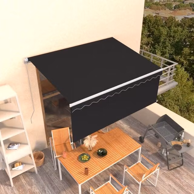 Berkfield Home Manual Retractable Awning with Blind, Anthracite, W: 350 cm, D: 250 cm – 1