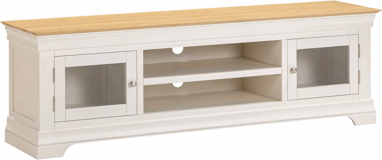 Seconique Bordeaux Modern 2 Door Wide TV Cabinet in Ivory and Oak – 2