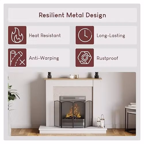 Fire Vida Stanton 4 Panel Metal Spark Fire Guard in Black – 3