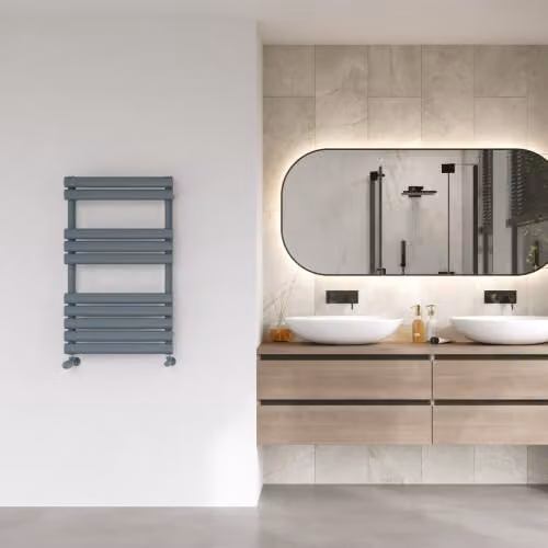 Omeara Anthracite Elliptical Tube Designer Heated Towel Rail, H82.5 x W50 cm – 2
