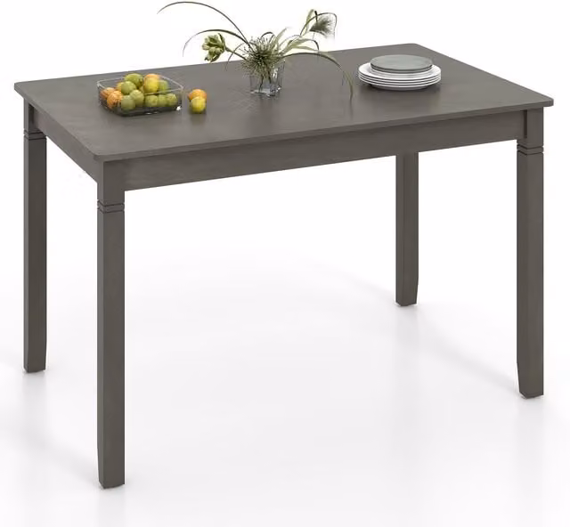 Gymax Rectangular Wooden Dining Table for 4 People in Grey and Black, W: 122 cm – 1