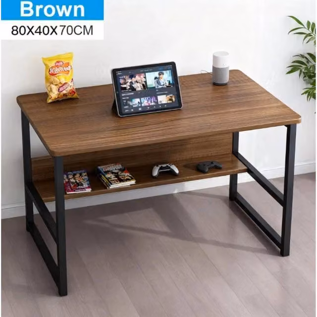 EONLION Brown Computer Desk for Home Office, W: 100 cm, D: 40 cm, H: 70 cm