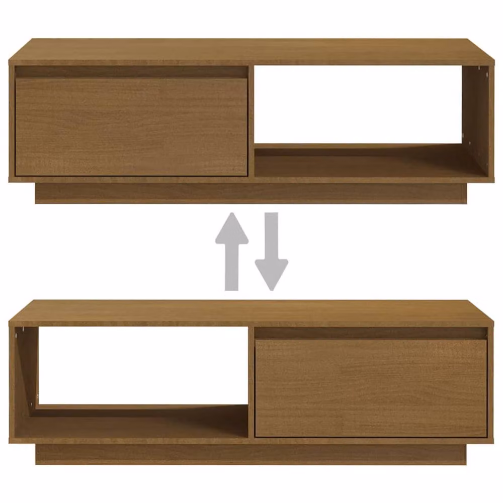 Berkfield Home Modern Rectangular Coffee Table in Honey Brown Solid Pinewood, W: 110 cm, D: 50 cm, H: 33.5 cm – 4