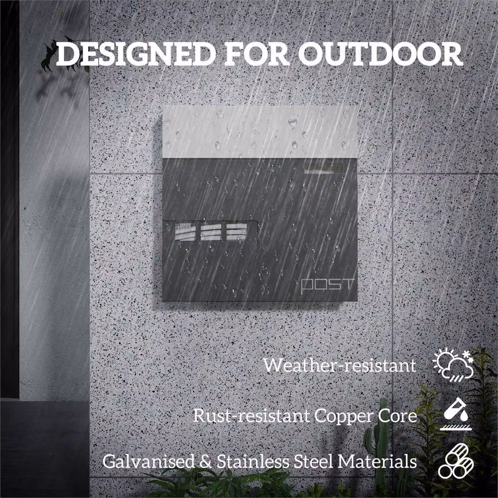 Kelvenix Wall Mounted Stainless Steel Letterbox in Grey, W/D/H: 37.0 x 37.0 x 10.5 cm – 4