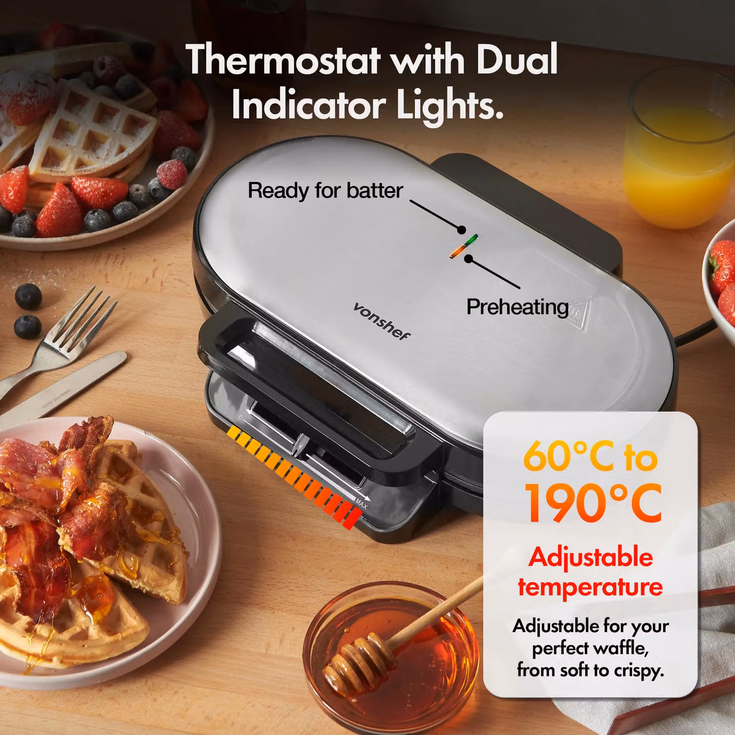 VonShef Dual Round Waffle Maker in Black – 3