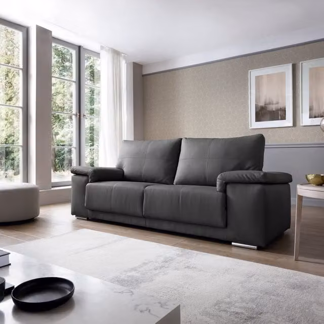 Abakus Direct Texas 3 Seater Upholstered Sofa in Black Synthetic Leather