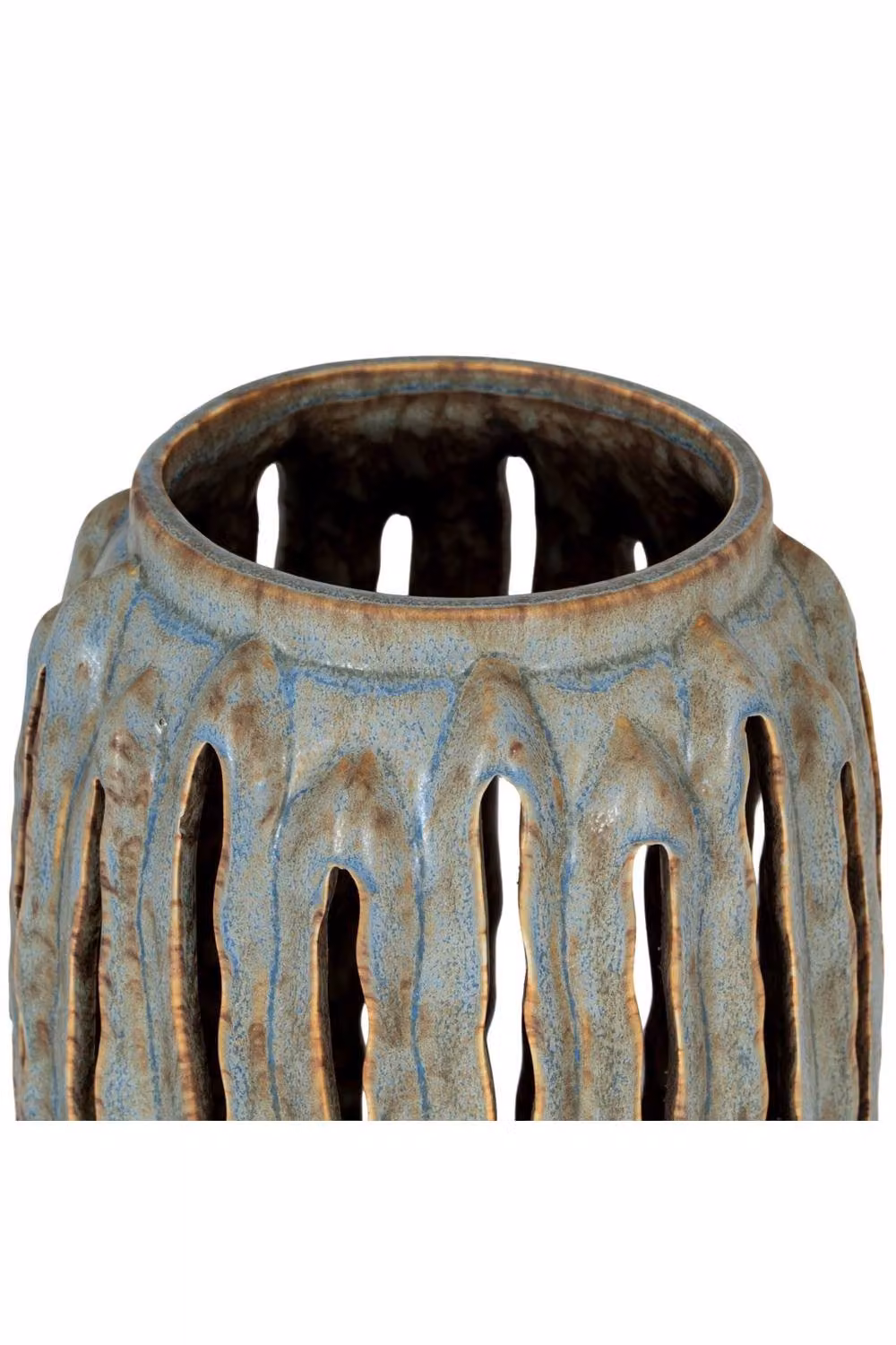 KDMD Capella Tall Blue Ceramic and Metal Pillar Candle Holder for Tabletop Decor – 2