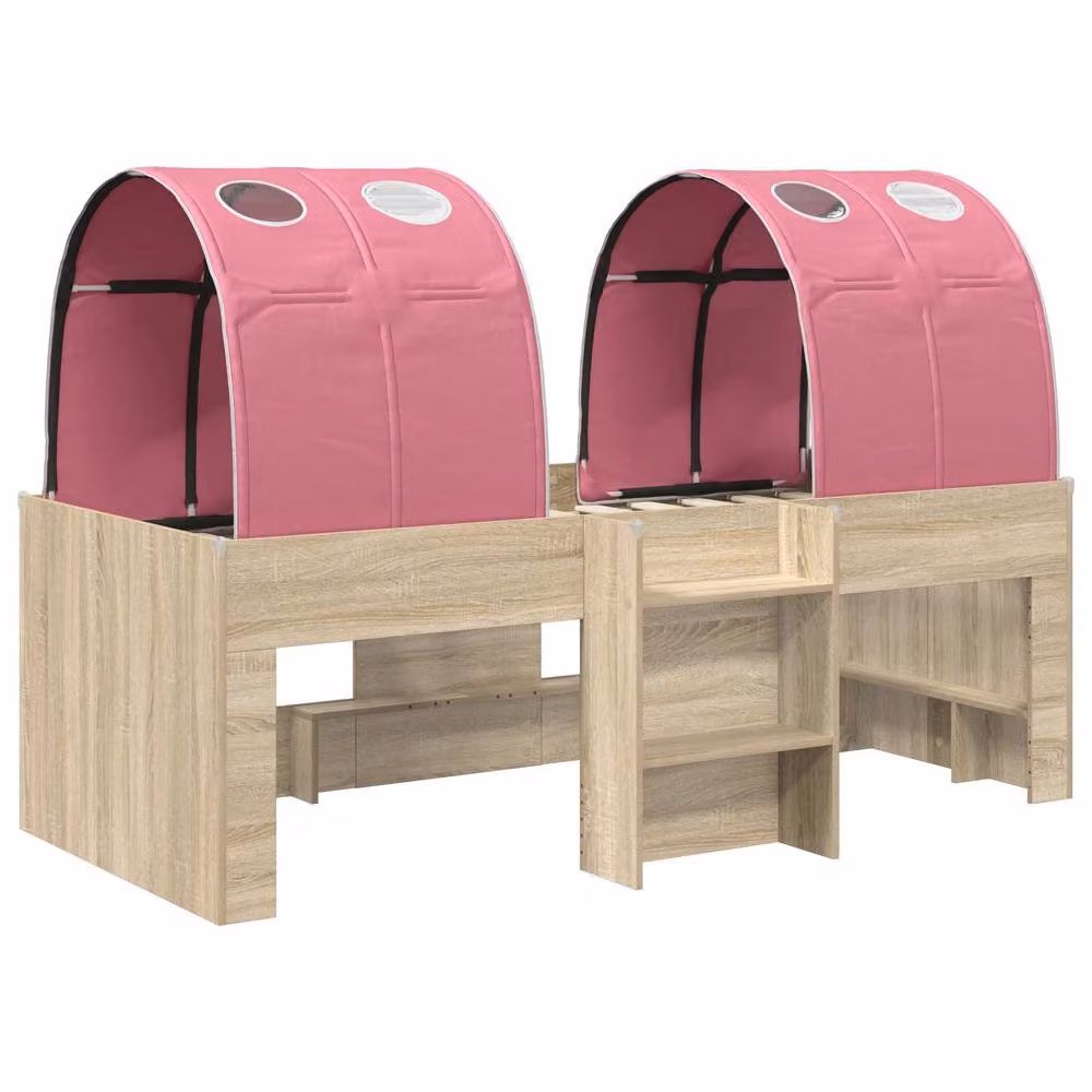 Berkfield Home 3-Piece Childrens Bed with Tunnel in Sonoma Oak and Pink Engineered Wood – 2