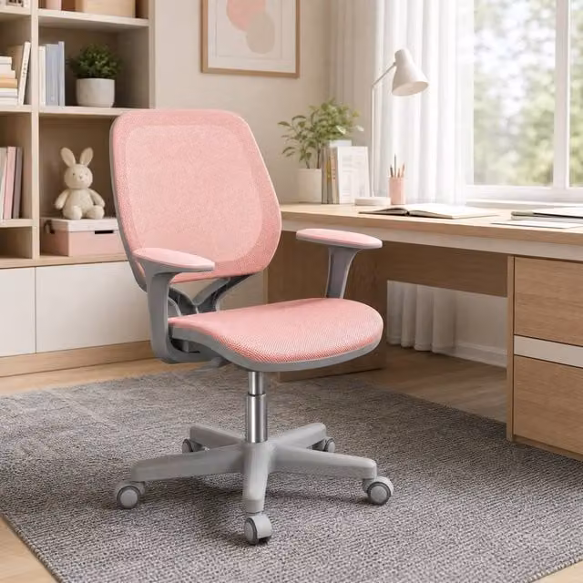 STILVORA Pink Fabric Task Chair with Armrests and Castors, W/D/H: 120 x 44 x 60 cm – 1