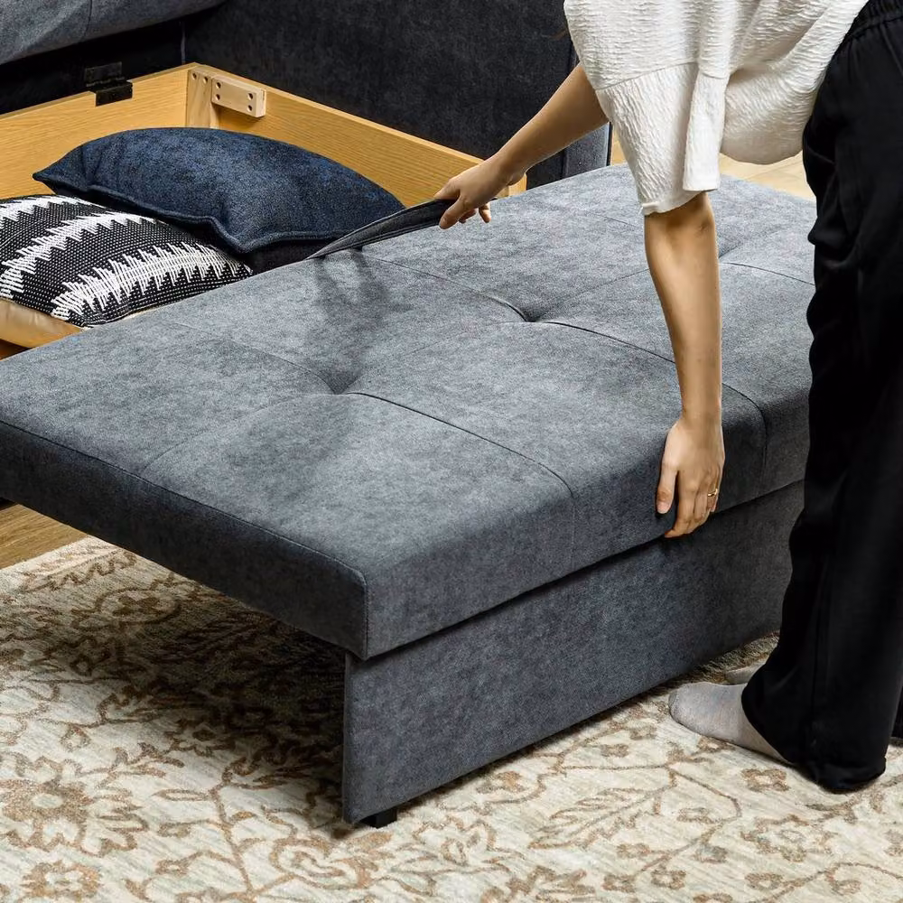 FORGEVIO 2 Seater Convertible Click Clack Sofa Bed in Grey – 5