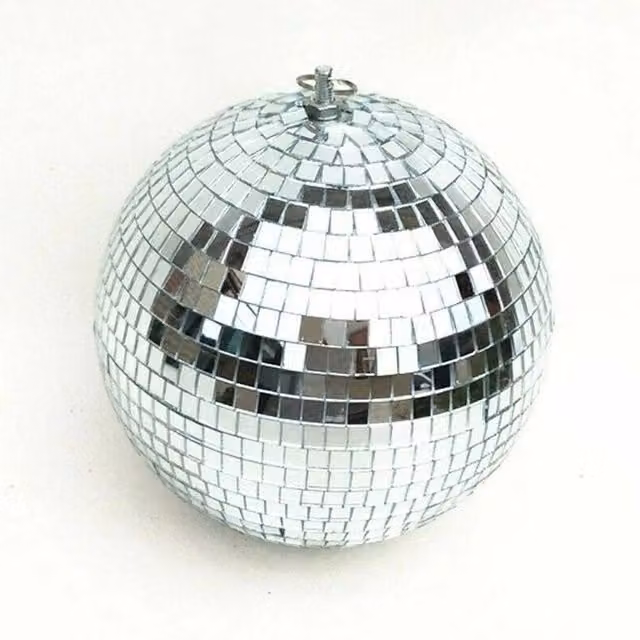 SPETLEK Silver Mirror Disco Ball Hanging Glass Bauble, Diameter: 15 cm