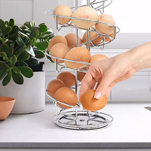 Joeji's Kitchen Rotating Egg Holder Storage Rack with Non-Slip Base in Silver – 3