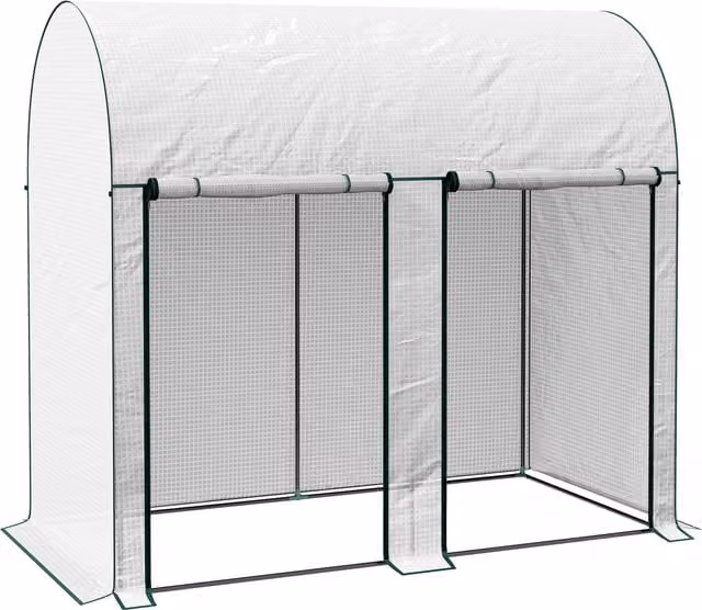 Outsunny White Walk-In Greenhouse with Arched Top and Zipped Roll-Up Doors, W/D/H: 200 x 100 x 178 cm – 1