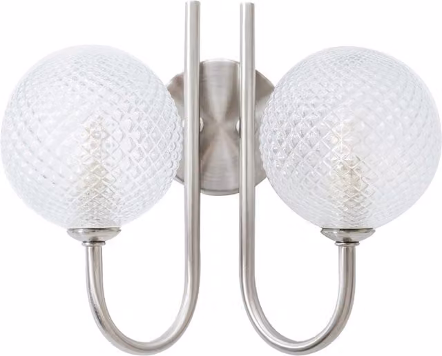 ValueLights Elle 2 Way IP44 Up and Down Bathroom Wall Light with Transparent Glass Spheres in Chrome and Silver