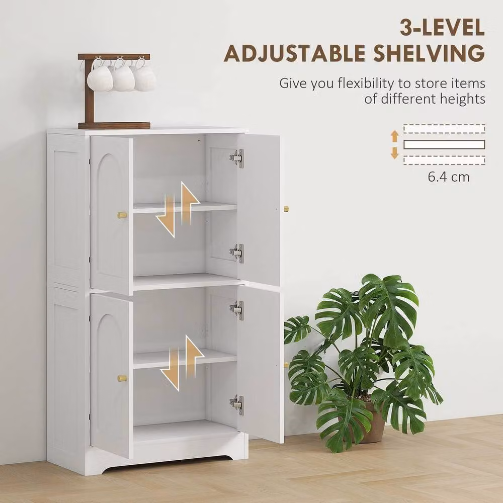 NESTLUNE White Kitchen Tall Pantry Cupboard with 4 Arched Hinged Doors and Internal Shelves – 2