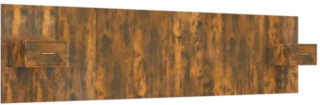 Berkfield Home Bed Headboard with Integrated Nightstand Cabinets in Smoked Oak Brown – 1