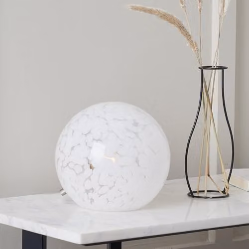 Pacific Lifestyle Ruma Spherical Glass Table Lamp in White – 1