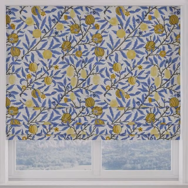Terrys Heritage Fruits and Foliage Made to Measure Blackout Roman Blind in Wedgewood Blue