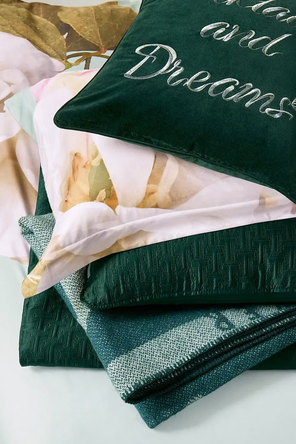 Ted Baker Cocktails & Dreams Floral Cotton Velvet Cushion in Green, W/D/H: 45 x 45 x 45 cm – 2