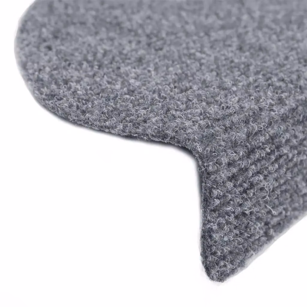 Berkfield Home Self-adhesive Needle Punch Stair Mats, Light Grey, W/D/H: 65 x 21 x 4 cm – 3